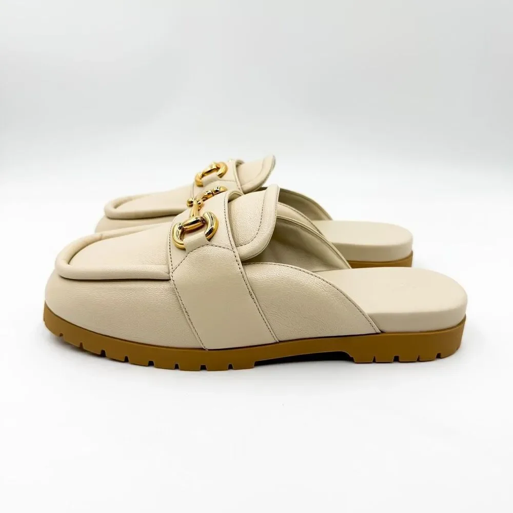 Gucci Airel Horsebit Leather Mules Ivory Loafer Slides EU 40 US 10